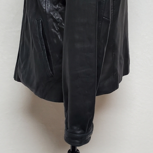 VINTAGE Couture J. Park Black Butter Soft Leather Collared Full-zip Moto Jacket - Picture 9 of 16